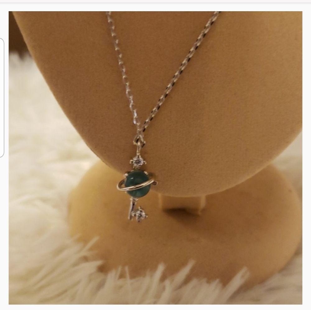 Silver Key water drop longsterling silver necklace - Picture 6 of 8